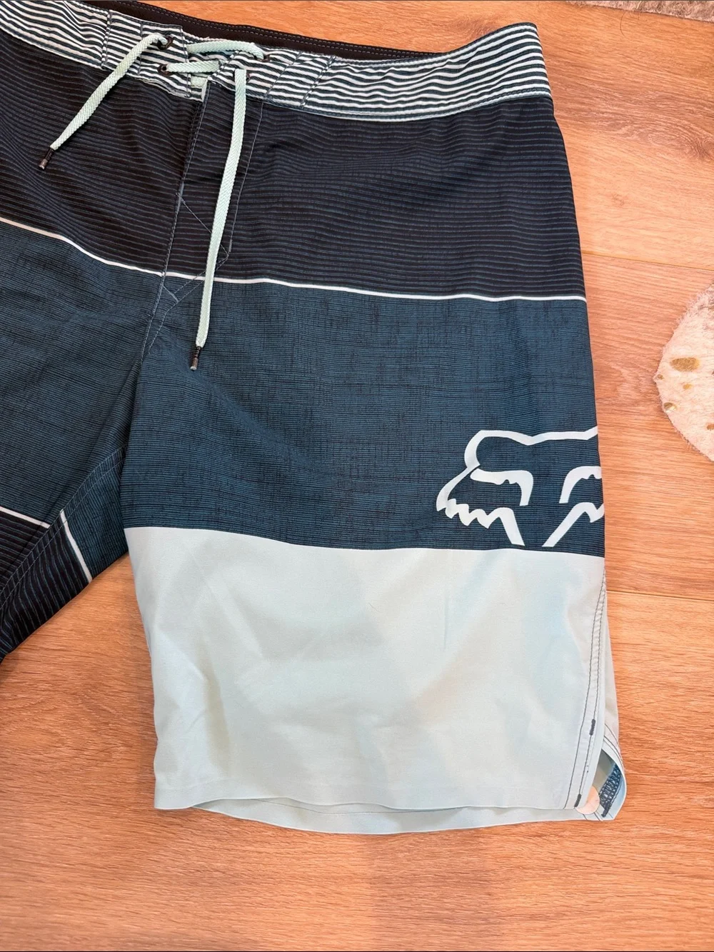 Fox Men’s Black and Light Teal Swim Board Shorts Ian Walsh